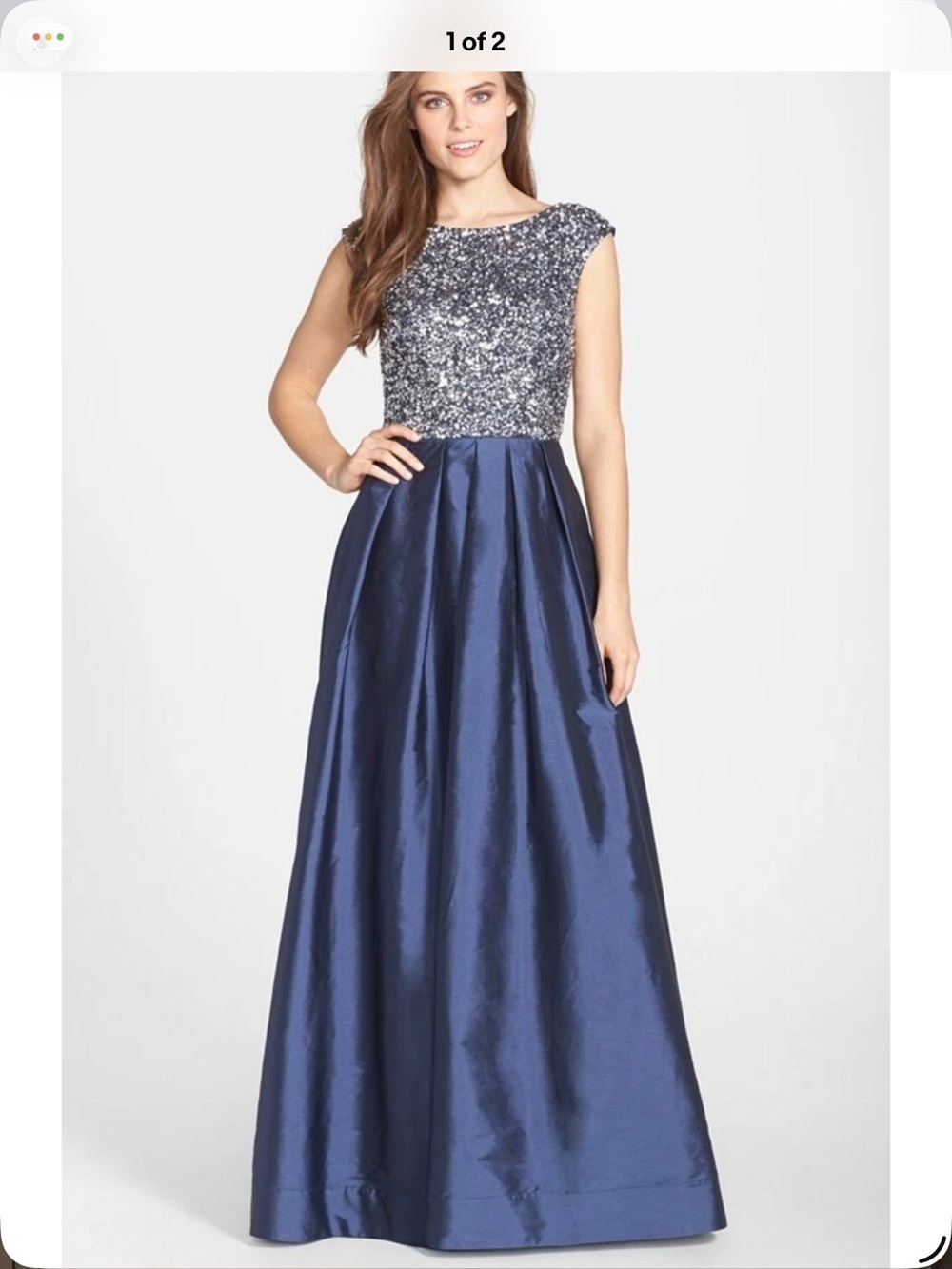 Aidan Mattox Navy Sequin Evening Dress
